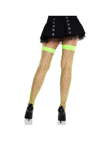 LEG AVENUE MEDIAS ALTAS DE RED ANCHA VERDE NEON