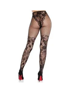 LEG AVENUE MEDIAS DE ENCAJE DAHLIA CON DETALLE DE RED NEGRO 2