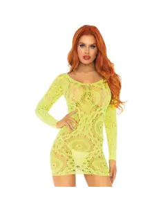 LEG AVENUE MINI VESTIDO DE ENCAJES MANGA LARGA NEON TALLA UNICA 2