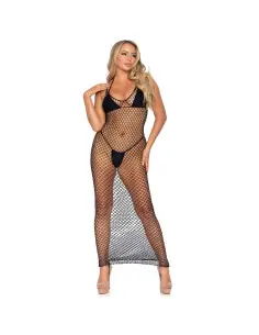 LEG AVENUE MAXI VESTIDO DE RED TRENZADA CON ESPALDA DESCUBIERTA NEGRO 2