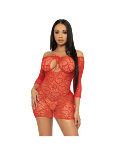 LEG AVENUE MINI VESTIDO HEART NET TALLA UNICA ROSA