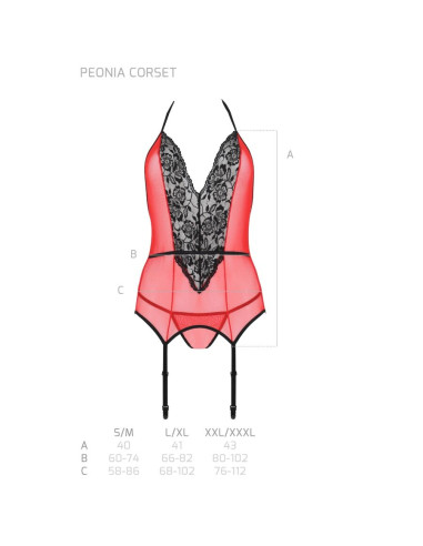 PASSION PEONIA CORSET EROTIC LINE ROJO S M