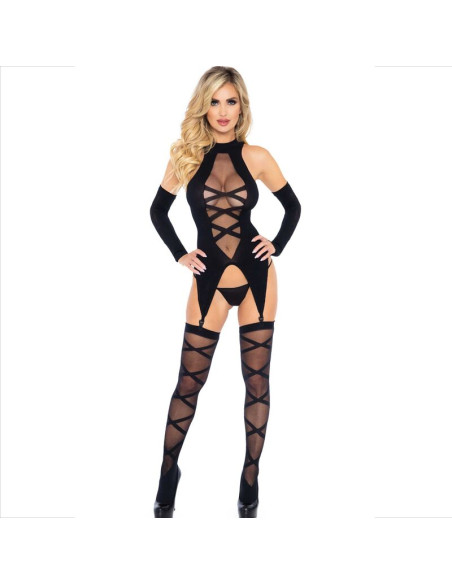 LEG AVENUE SET 3 PIEZAS BODY MEDIAS MANGAS
