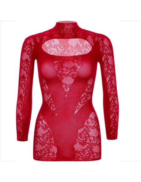 LEG AVENUE MINI VESTIDO DE ENCAJE CON MANGA LARGA ROJO LEG AVENUE MINI VESTIDO DE ENCAJE CON MANGA LARGA ROJO