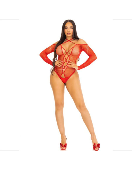 LEG AVENUE BODY CROTCHLESS CON BRILLO ROJO LEG AVENUE BODY CROTCHLESS CON BRILLO ROJO