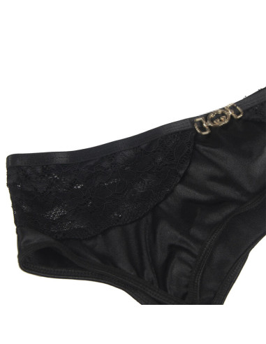 SUBBLIME SET DE 3 PIEZAS SUJETADOR TANGA LIGA ENCAJE NEGRO S M