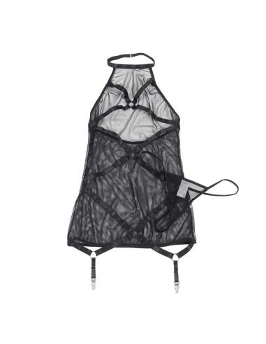 SUBBLIME VESTIDO TRANSPARENTE CUELLO HALTER NEGRO S M