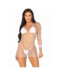 LEG AVENUE VESTIDO DE REJILLA MANGA LARGA BLANCO TALLA UNICA 2