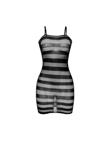 SUBBLIME 951733 VESTIDO DE REJILLA CON FRANJAS NEGRO TALLA UNICA