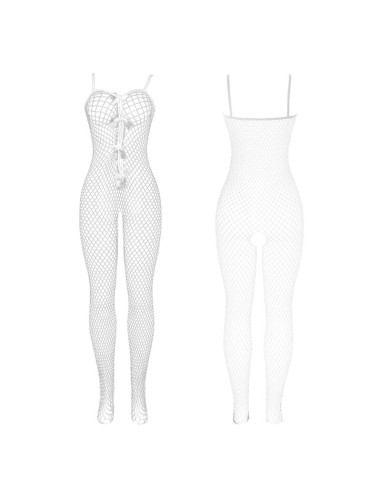 SUBBLIME 951740 BODYSTOCKING CROTCHLESS DE REJILLA CON LAZOS BLANCO TALLA UNICA