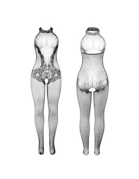 SUBBLIME 951801 BODYSTOCKING CROTCHLESS DE REJILLA Y ENCAJE CON CUELLO ALTO NEGRO TALLA UNICA SUBBLIME 951801 BODYSTOCKING CROTCHLESS DE REJILLA Y ENCAJE CON CUELLO ALTO NEGRO TALLA UNICA