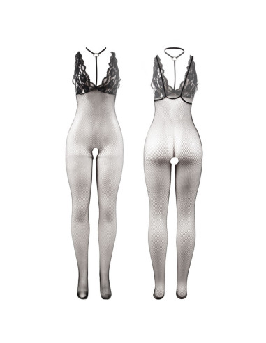 SUBBLIME 951993 BODYSTOCKING CROTCHLESS DE REJILLA TRANSPARENTE NEGRO TALLA UNICA