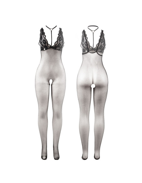 SUBBLIME 951993 BODYSTOCKING CROTCHLESS DE REJILLA TRANSPARENTE NEGRO TALLA UNICA