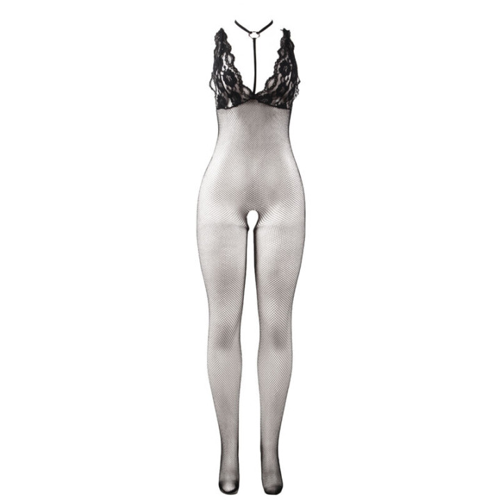 SUBBLIME 951993 BODYSTOCKING CROTCHLESS DE REJILLA TRANSPARENTE NEGRO TALLA UNICA
