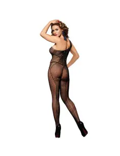 SUBBLIME 952037 BODYSTOCKING DE REJILLA DE UN HOMBRO CON DIAMANTES NEGRO TALLA UNICA 2