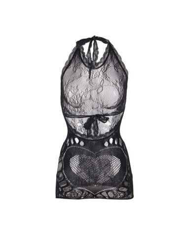 SUBBLIME 952075 VESTIDO CORTO DE REJILLA CON ESPALDA DESCUBIERTA Y DETALLE DE CORAZON NEGRO TALLA UNICA