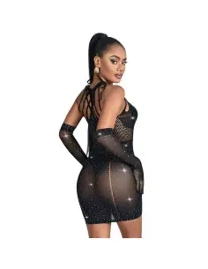 SUBBLIME 952235 VESTIDO DE REJILLA CON BRILLANTES NEGRO TALLA UNICA 2
