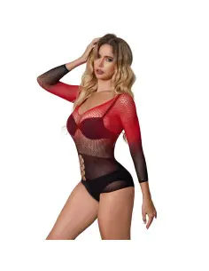SUBBLIME 952259 VESTIDO DE REJILLA ELASTICO MANGA LARGA DEGRADADO ROJO Y NEGRO TALLA UNICA 2