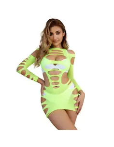 SUBBLIME 952280 VESTIDO DE REJILLA ELASTICO MANGA LARGA VERDE TALLA UNICA