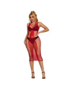 SUBBLIME 952327 VESTIDO DE REJILLA LARGO ROJO TALLA UNICA 2