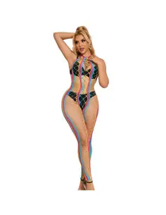 SUBBLIME 952358 BODYSTOCKING DE REJILLA CUELLO HALTER ARCOIRIS XS M