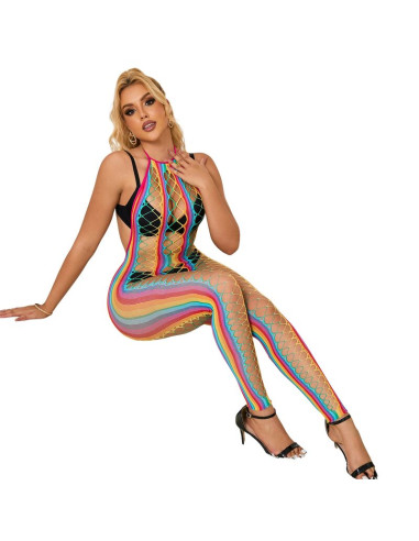 SUBBLIME 952358 BODYSTOCKING DE REJILLA CUELLO HALTER ARCOIRIS XS M