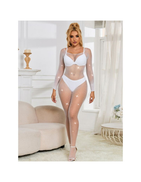 SUBBLIME 952396 BODYSTOCKING DE REJILLA CON DIAMANTES MANGA LARGA BLANCO TALLA UNICA SUBBLIME 952396 BODYSTOCKING DE REJILLA CON DIAMANTES MANGA LARGA BLANCO TALLA UNICA