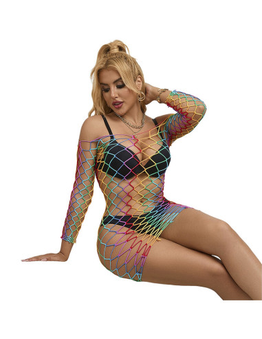 SUBBLIME 952426 VESTIDO DE REJILLA MANGA LARGA ARCOIRIS TALLA UNICA