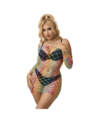 SUBBLIME 952426 VESTIDO DE REJILLA MANGA LARGA ARCOIRIS TALLA UNICA