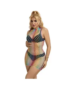 SUBBLIME 952433 VESTIDO DE REJILLA SIN MANGAS CON CUELLO ALTO ARCOIRIS TALLA UNICA