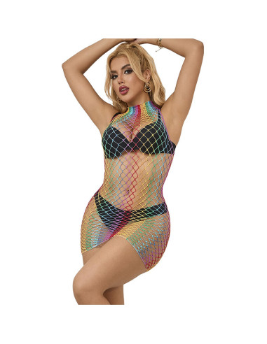 SUBBLIME 952433 VESTIDO DE REJILLA SIN MANGAS CON CUELLO ALTO ARCOIRIS TALLA UNICA