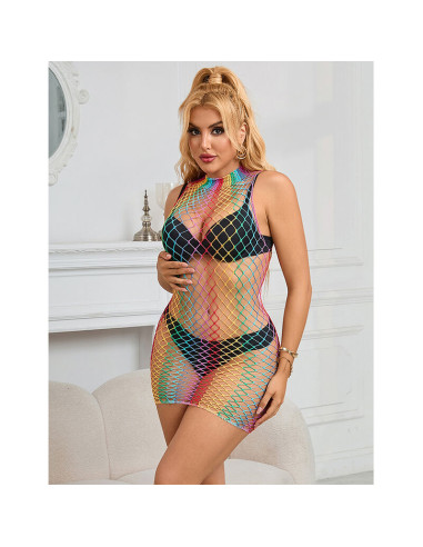 SUBBLIME 952433 VESTIDO DE REJILLA SIN MANGAS CON CUELLO ALTO ARCOIRIS TALLA UNICA