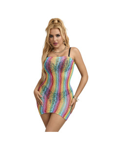 SUBBLIME 952457 VESTIDO DE REJILLA SIN MANGAS CON HOMBROS DESCUBIERTOS ARCOIRIS TALLA UNICA