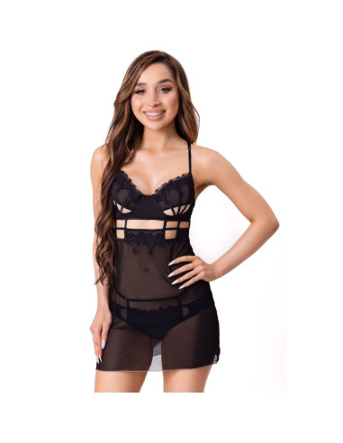 LIVCO CORSETTI FASHION MAIA 20247 BABYDOLL TANGA NEGRO S M