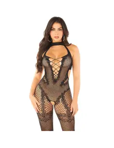 LEG AVENUE BODYSTOCKING CROTCHLESS DE REJILLA NEGRO TALLA UNICA 2