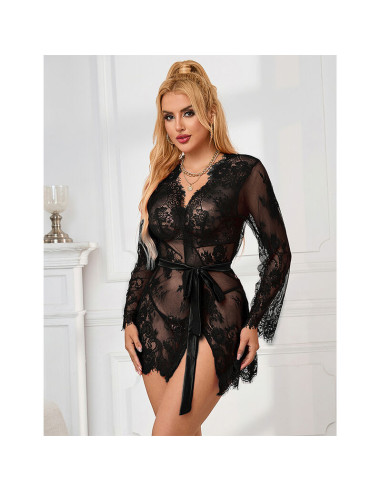 SUBBLIME 953751 CAMISON DE ENCAJE TANGA NEGRO S M