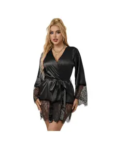 SUBBLIME 953805 ELEGANTE CAMISON DE ENCAJE TANGA NEGRO L XL