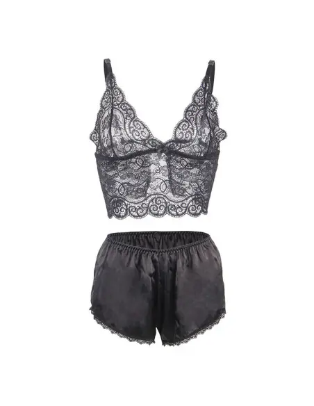 SUBBLIME 953928 SET 3 PIEZAS ENCAJE Y SATEN NEGRO L XL