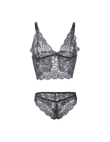 SUBBLIME 953928 SET 3 PIEZAS ENCAJE Y SATEN NEGRO L XL