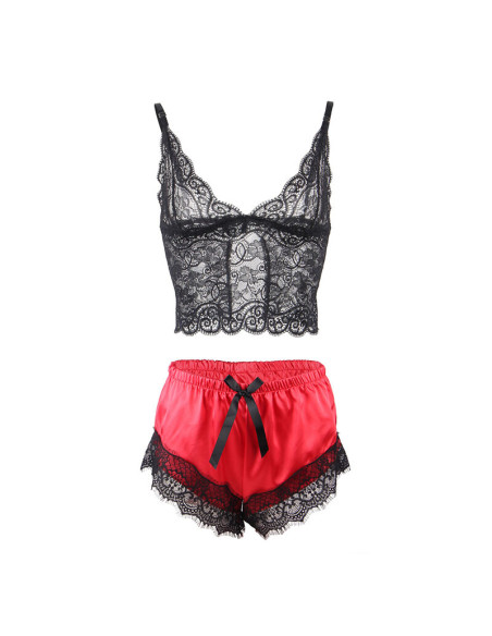 SUBBLIME 953959 PIJAMA SEXY SATEN Y ENCAJE NEGRO ROJO S M SUBBLIME 953959 PIJAMA SEXY SATEN Y ENCAJE NEGRO ROJO S M