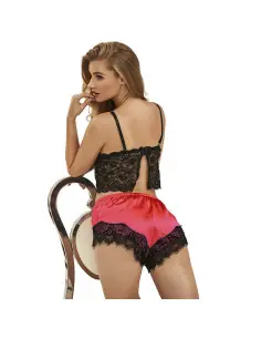 SUBBLIME 953966 PIJAMA SEXY SATEN Y ENCAJE NEGRO ROJO L XL 2