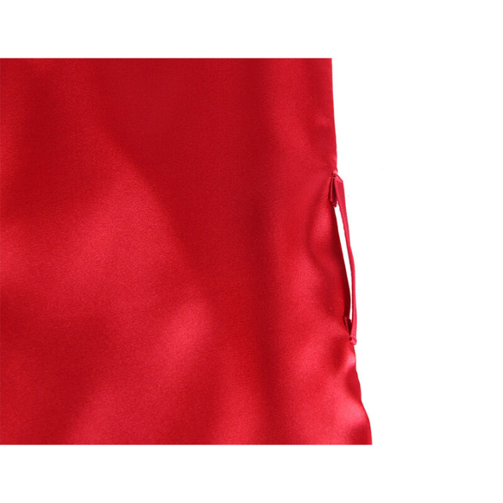 SUBBLIME 954017 CAMISON DE ENCAJE ESPALDA TRANSPARENTE TANGA ROJO NEGRO S M