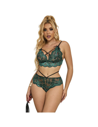 SUBBLIME 954093 SUJETADOR PANTIES ENCAJE VERDE L XL