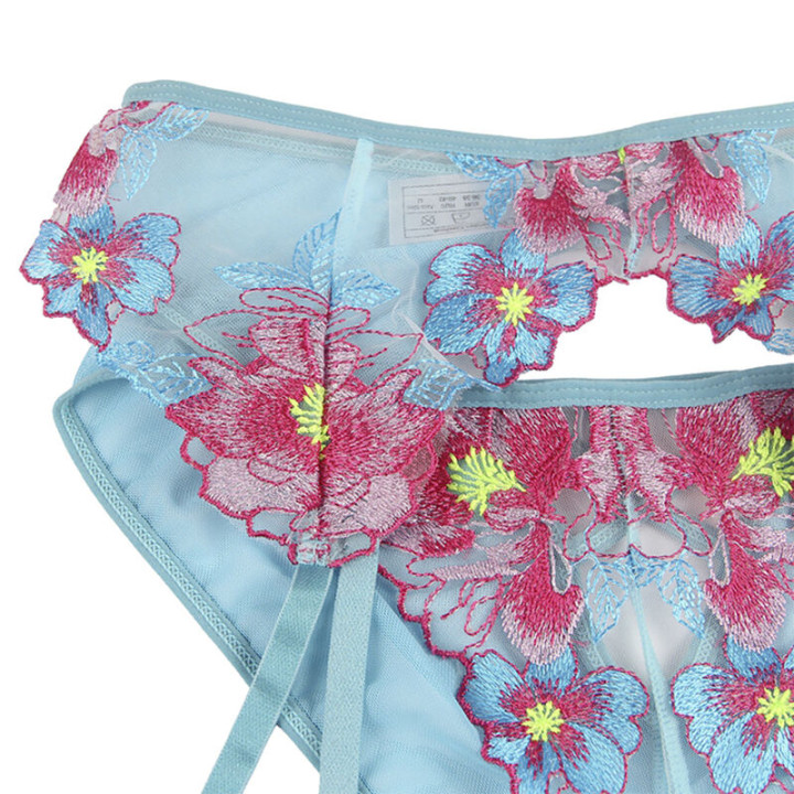 SUBBLIME 954116 SUJETADOR PANTIES CON LIGUERO DISENO FLORAL AZUL L XL