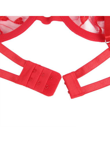 SUBBLIME 954338 SUJETADOR TANGA LIGUEROS ESTAMPADO DE CORAZONES ROJO L XL