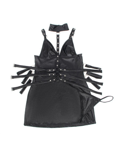 SUBBLIME 954406 VESTIDO BONDAGE DE CUERO NEGRO S M