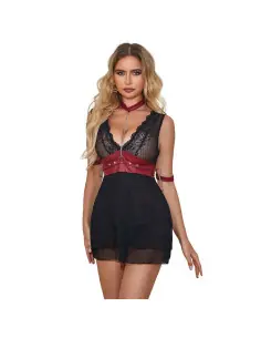 SUBBLIME 954420 VESTIDO BONDAGE DE ENCAJE NEGRO S M