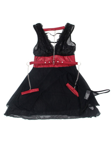 SUBBLIME 954420 VESTIDO BONDAGE DE ENCAJE NEGRO S M