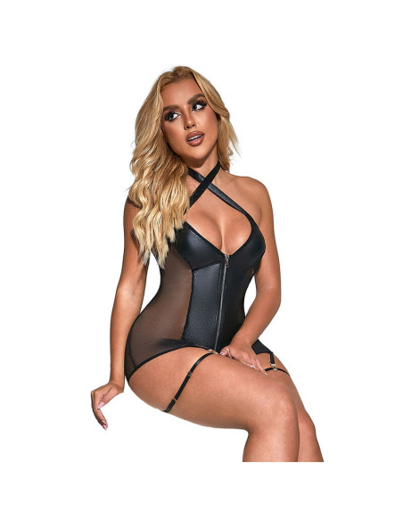 SUBBLIME 954444 VESTIDO SEXY DE REJILLA CUERO NEGRO S M SUBBLIME 954444 VESTIDO SEXY DE REJILLA CUERO NEGRO S M