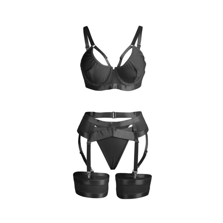 SUBBLIME 955243 SET SUJETADOR CON LIGUERO BONDAGE NEGRO L XL